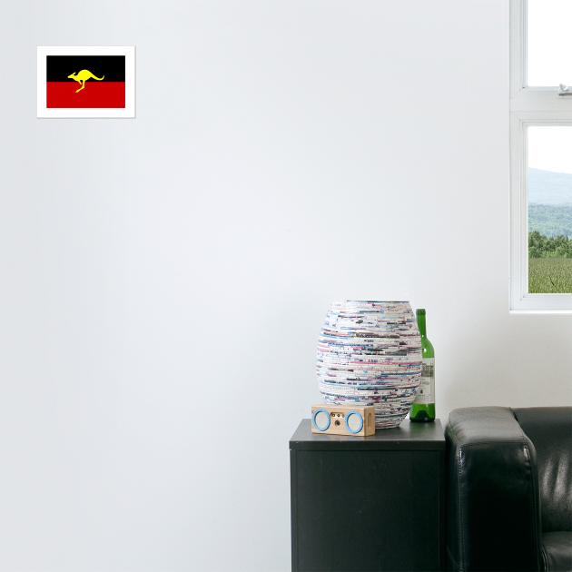 Aboriginal Australian Flag - Kangaroo Silhouette by Historia